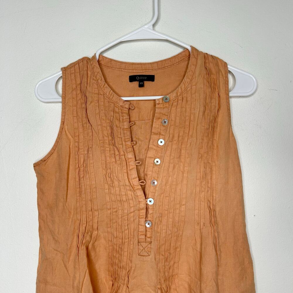Quince 100% European Linen Sleeveless Swing Dress Terracota Orange - Picture 3 of 6